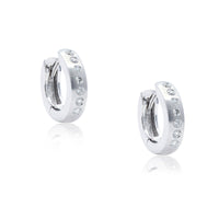 Arracadas Hoop "DIAMOND" - Oro 18k blanco - 13X3mm