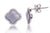 Aretes marca Carranza y Carranza con diamantes y madre perla en oro blanco de 18k